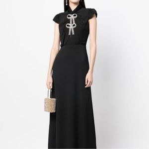 Self-portrait black floor length gown w/ the original crystal bows. Not altered.